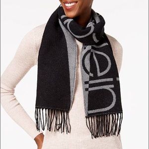 Calvin Klein Color Blocked Black and Gray Scarf